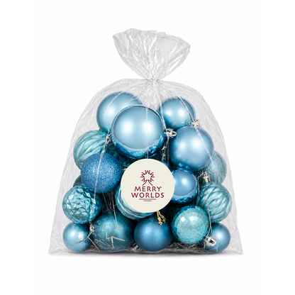 Merry Worlds 20x palline di Natale, sfere per albero infrangibili in plastica per Natale, addobbi con ciondoli, Ø 4/6/8 cm