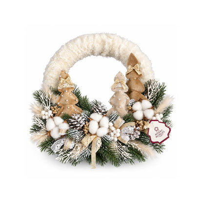 Corona di Natale artigianale con alberi di Natale in tessuto, 35 cm – corone di Natale Merry Worlds