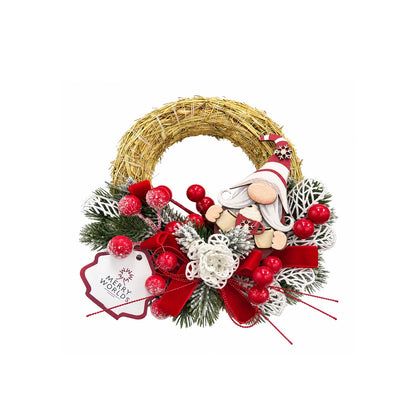 Corona di Natale Artigianale con Gnomo, 15cm – corone di Natale Merry Worlds