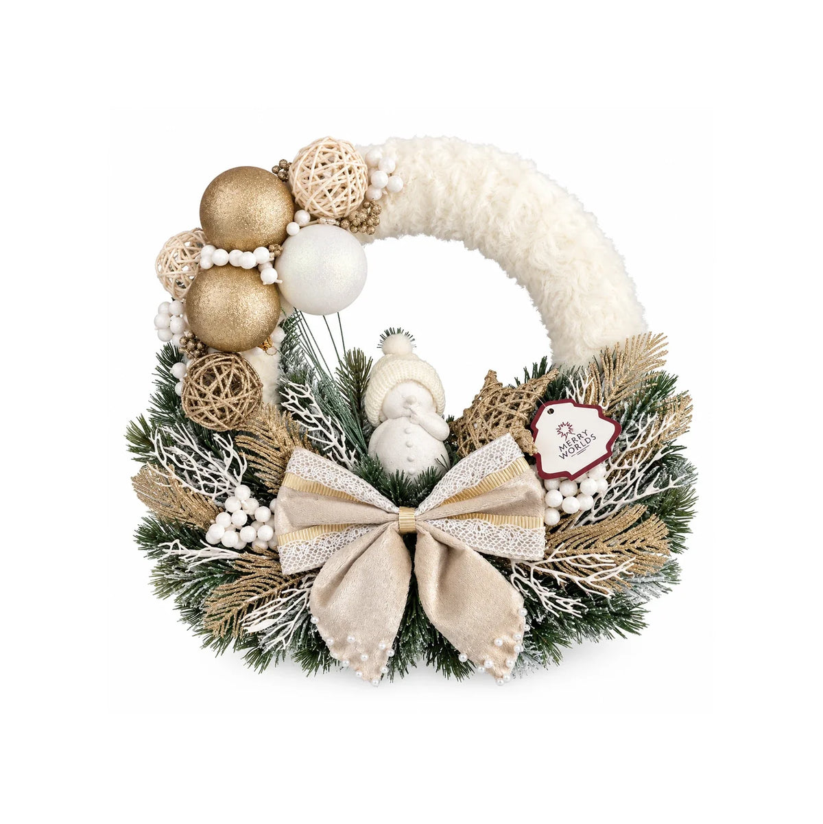 Corona di Natale artigianale in tessuto, 35 cm – corone di Natale Merry Worlds