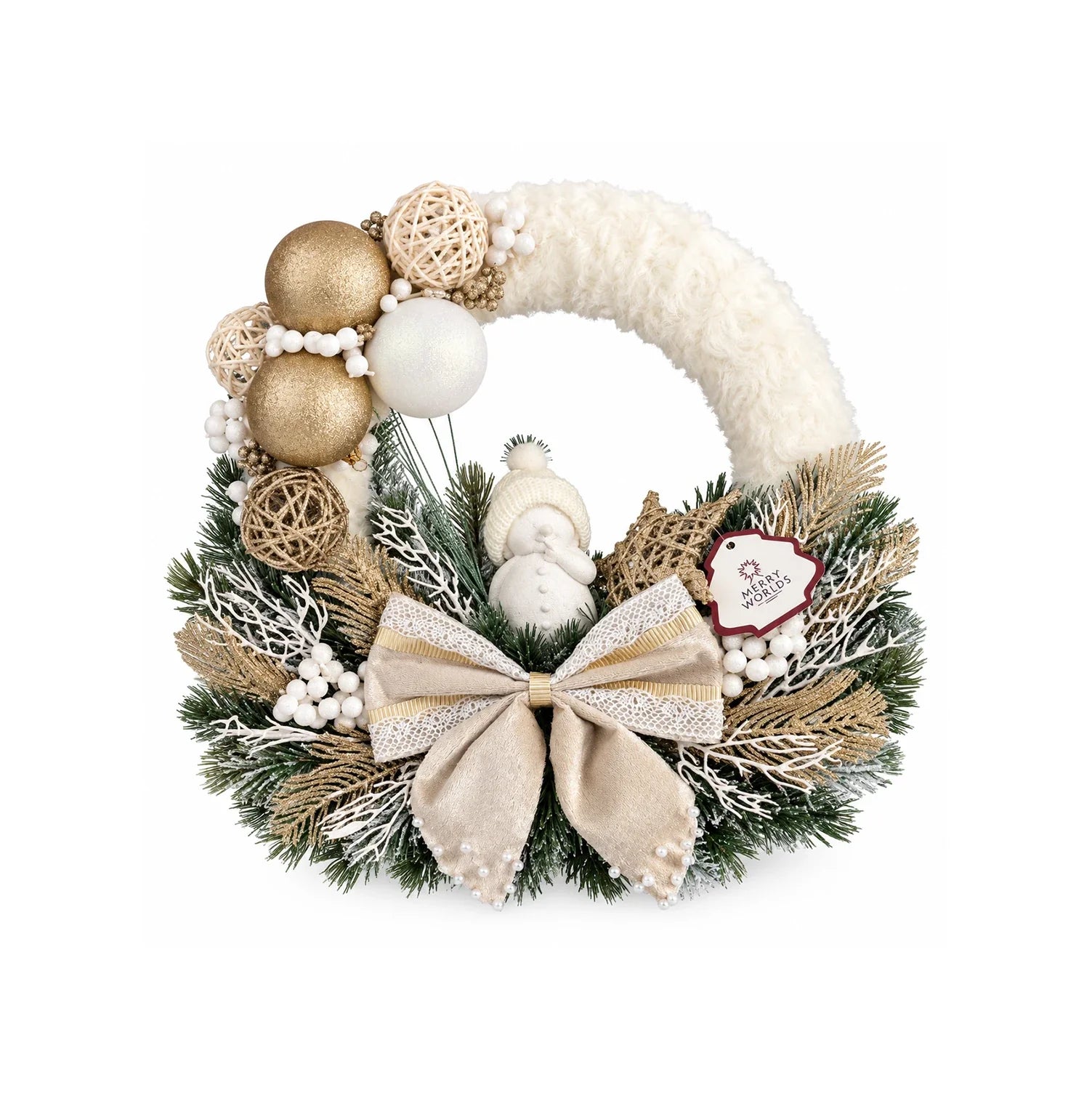Corona di Natale artigianale in tessuto, 35 cm – corone di Natale Merry Worlds