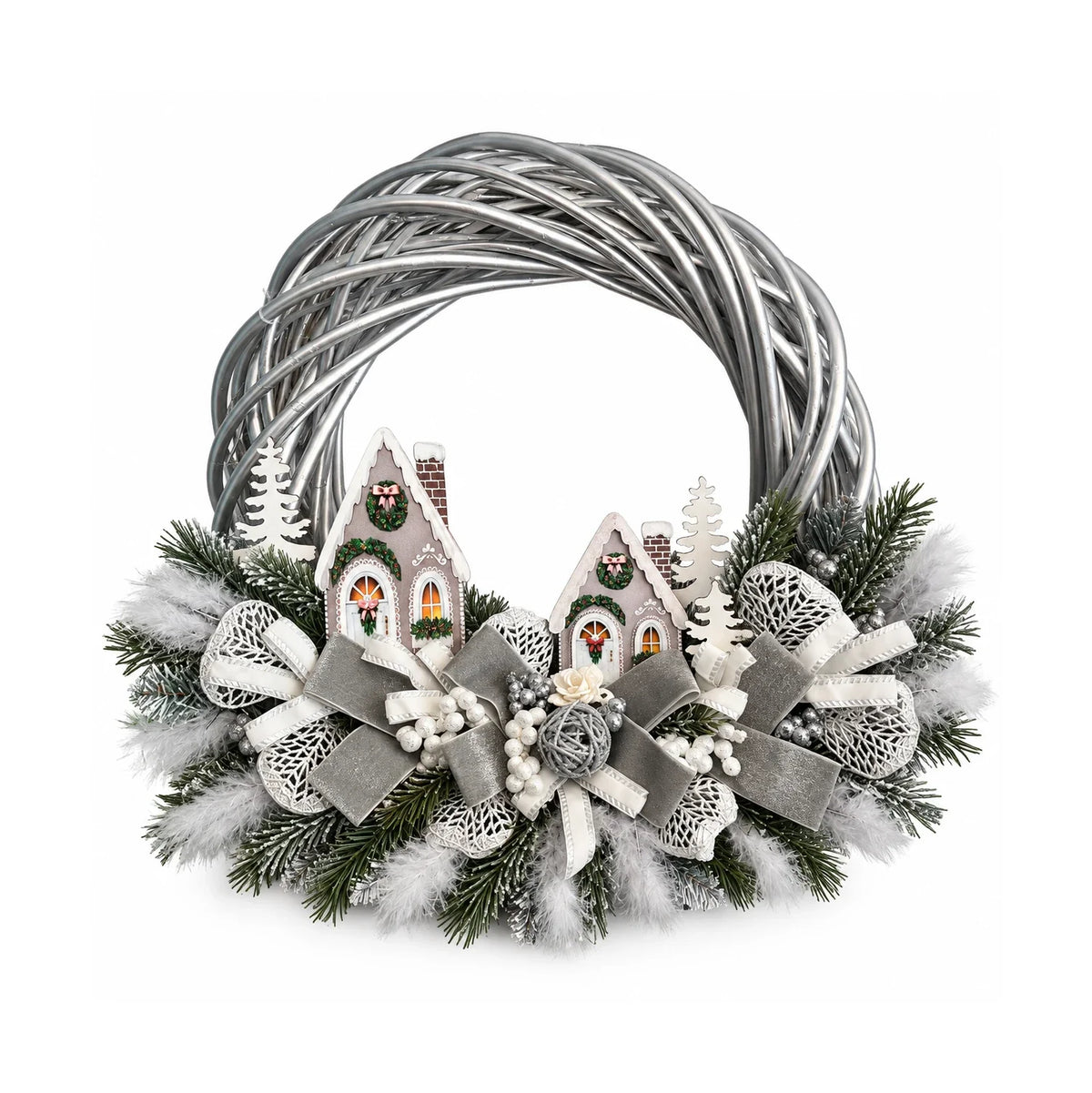 Corona di Natale artigianale in vimini, 40 cm – corone di Natale Merry Worlds