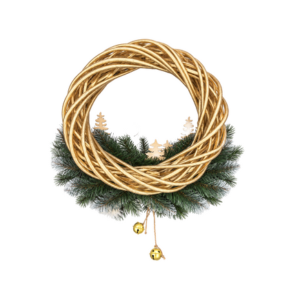 Corona di Natale in vimini dorata con presepe, 35 cm, retro – ghirlande natalizie Merry Worlds, foto 3