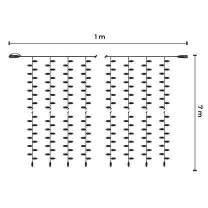 LED curtain | 1X7m 230V | white cable | 750 LEDs