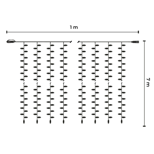 LED curtain | 1X7m 230V | white cable | 750 LEDs