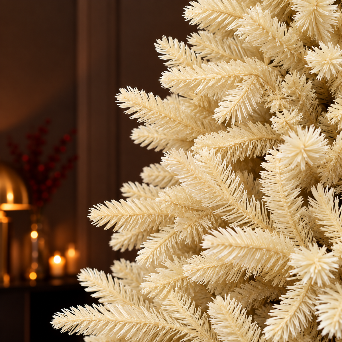 Abete Alpino Elite PE Vanilla Cream - Albero di Natale realistico folto avorio