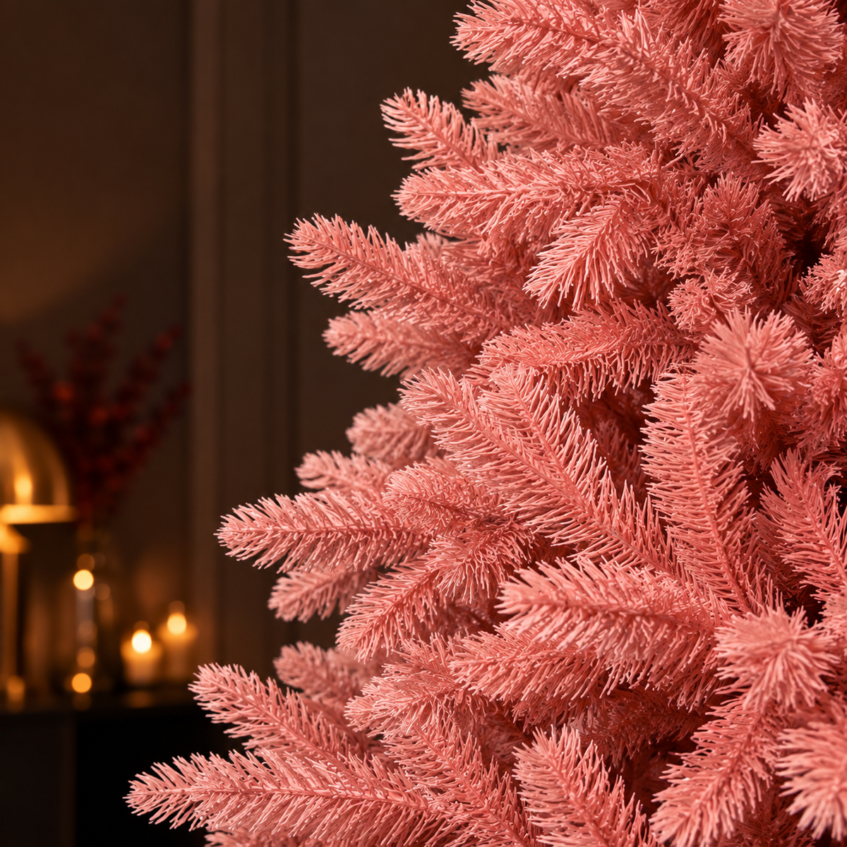 Abete Alpino Elite PE Pink Blush - Albero di Natale realistico folto rosa polvere