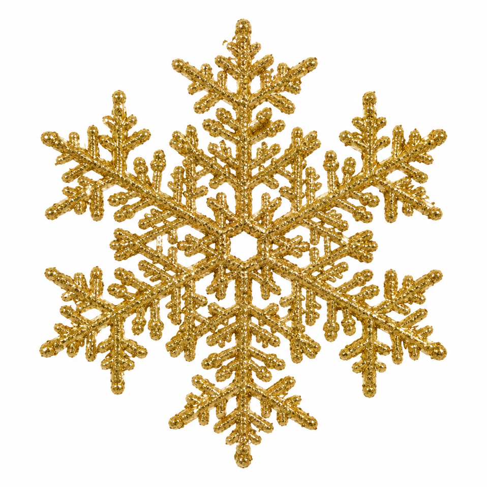 Fiocco di Neve Grande per Albero di Natale 20cm, colore Oro – ornamenti natalizi Merry Worlds
