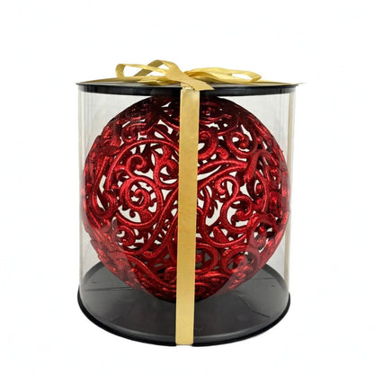 Grande Pallina Traforata Infrangibile, 30cm, colore Rosso – palline di Natale infrangibili Merry Worlds