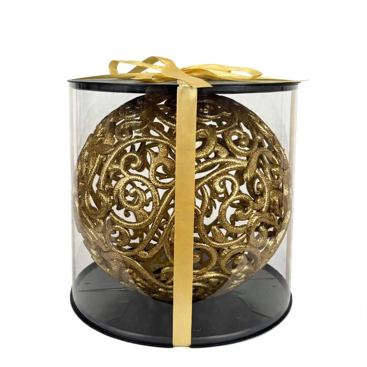 Grande Pallina Traforata Infrangibile, 30cm, colore Oro – decorazioni per albero di Natale Merry Worlds, foto 2