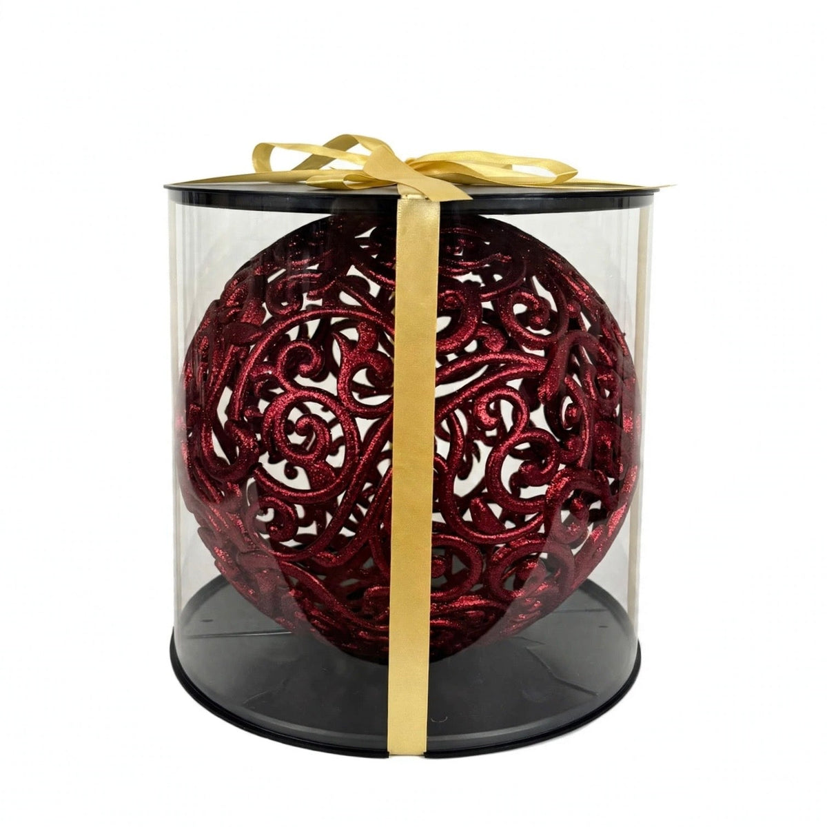 Grande Pallina Traforata Infrangibile, 30cm, colore Bordeaux – palline di Natale eleganti Merry Worlds, foto 3