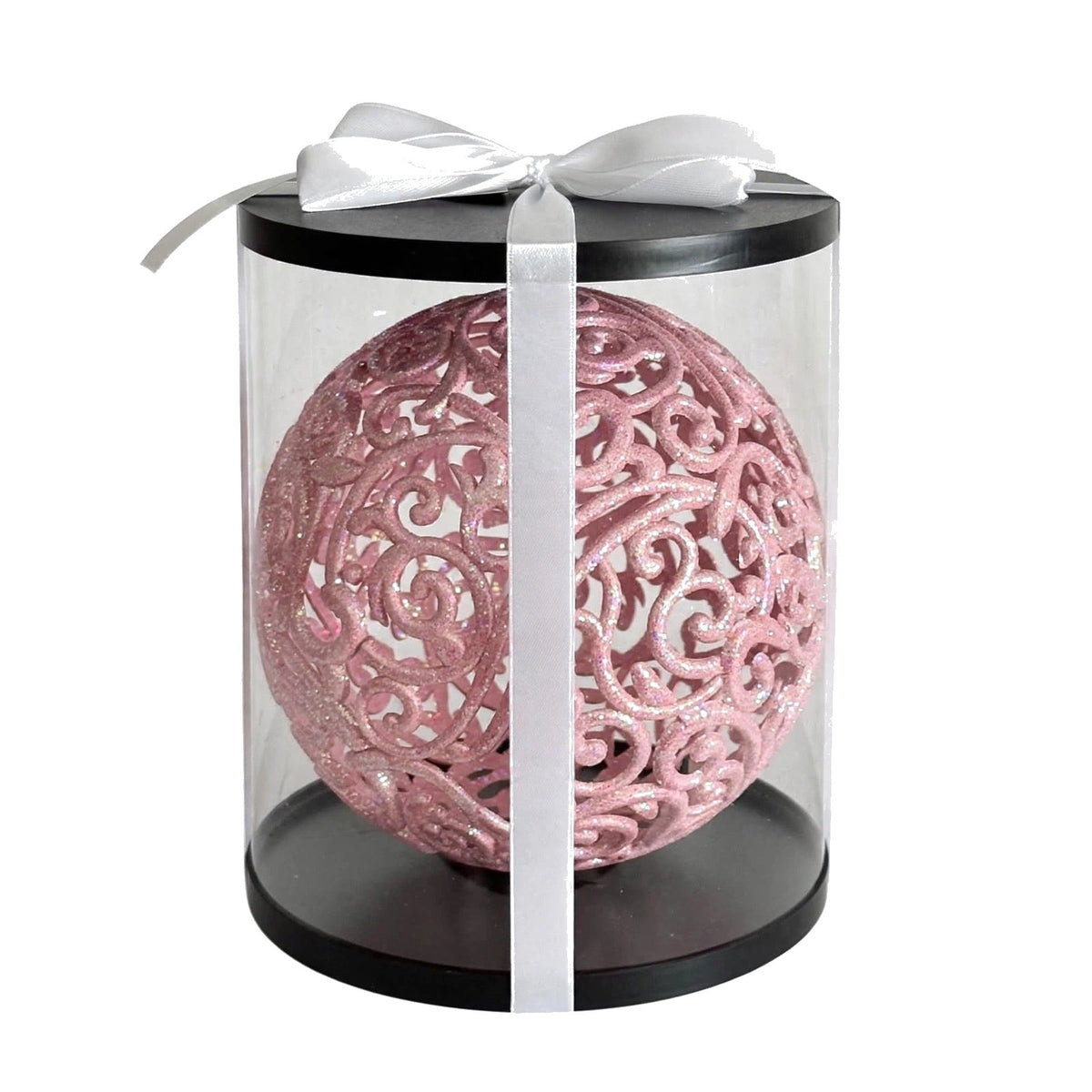 Grande Pallina Traforata Infrangibile, 30cm, colore Rosa – addobbi natalizi eleganti Merry Worlds, foto 4