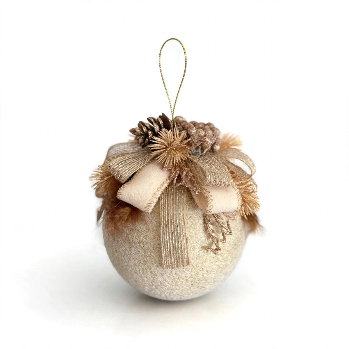 Palline di Natale elegantemente decorate, 10 cm, colore beige – decorazioni per albero di Natale Merry Worlds, foto 2