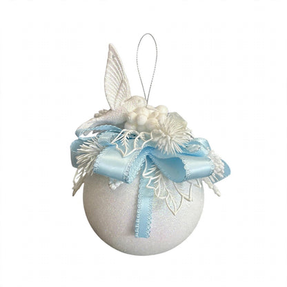 Palline di Natale elegantemente decorate, 10 cm, colore azzurro – addobbi natalizi eleganti Merry Worlds, foto 4