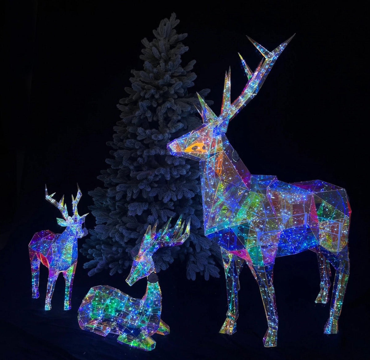 Renna Natalizia Olografica, Decorazione Luminosa Olografica Premium – luci di Natale decorative Merry Worlds, foto 5