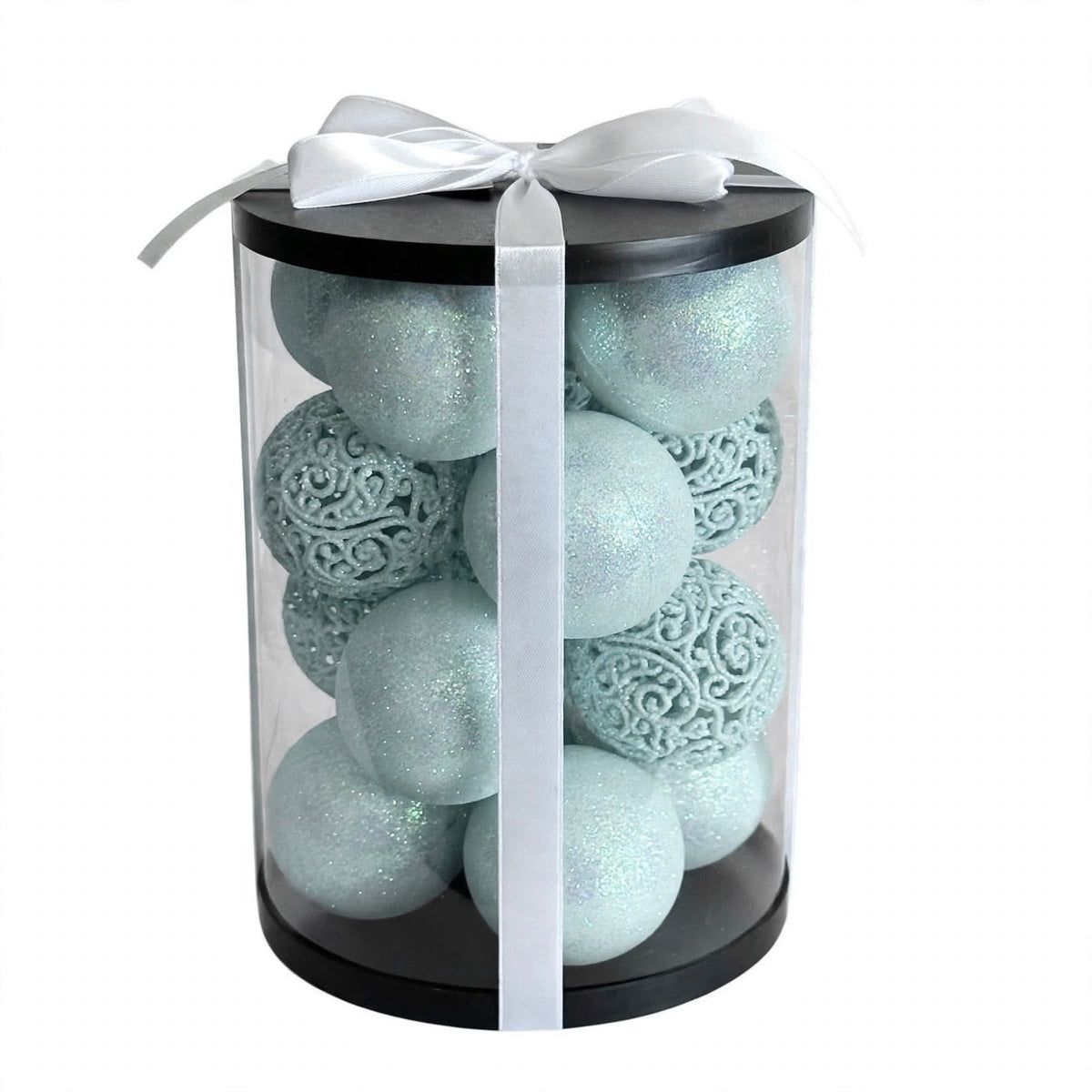 Set 16 palline glitter infrangibili traforate, 6 cm – palline di Natale infrangibili Merry Worlds