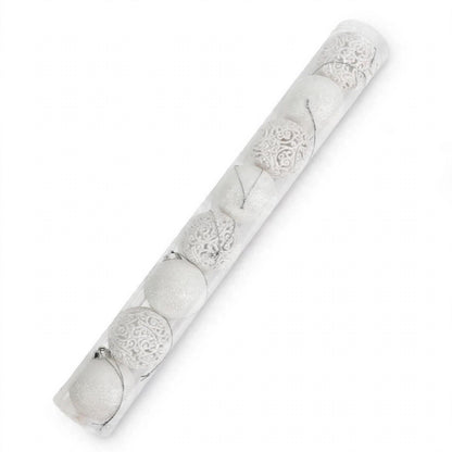 Set 8 Palline Glitter Infrangibili Traforate, 6cm, colore Bianco – decorazioni per albero di Natale Merry Worlds, foto 2